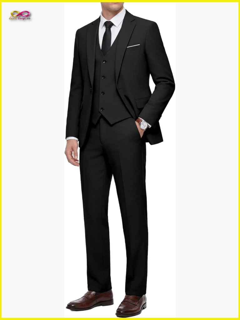 Slim Fit 3-Piece Suit Set Modern Stretch Blazer Vest Pants Formal Elegant